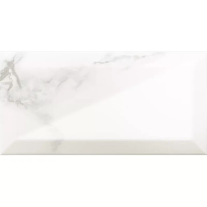 Metro Fali Csempe Girona Márvány Megjelenés Fazetta Fehér Csillogó 10x20cm Outlet