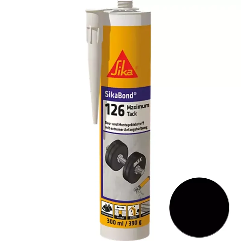 Sikabond-126 Maximum Tack Elastic Adhesive Black 300 ml Azonnali szállítás