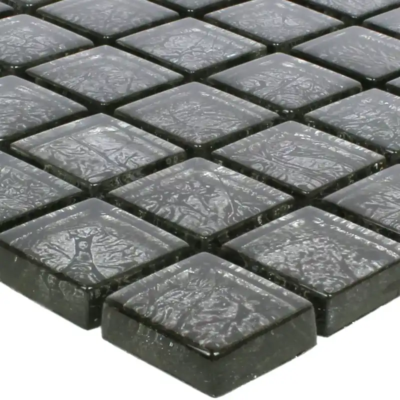 Outlet Mozaik Csempe Üveg Kandila Fekete 23x23x8mm