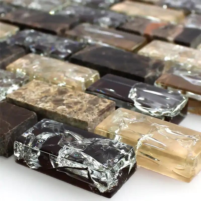 Végkiárusítás Mozaik Csempe Üveg Természetes Kő Bricks Dark Emperador