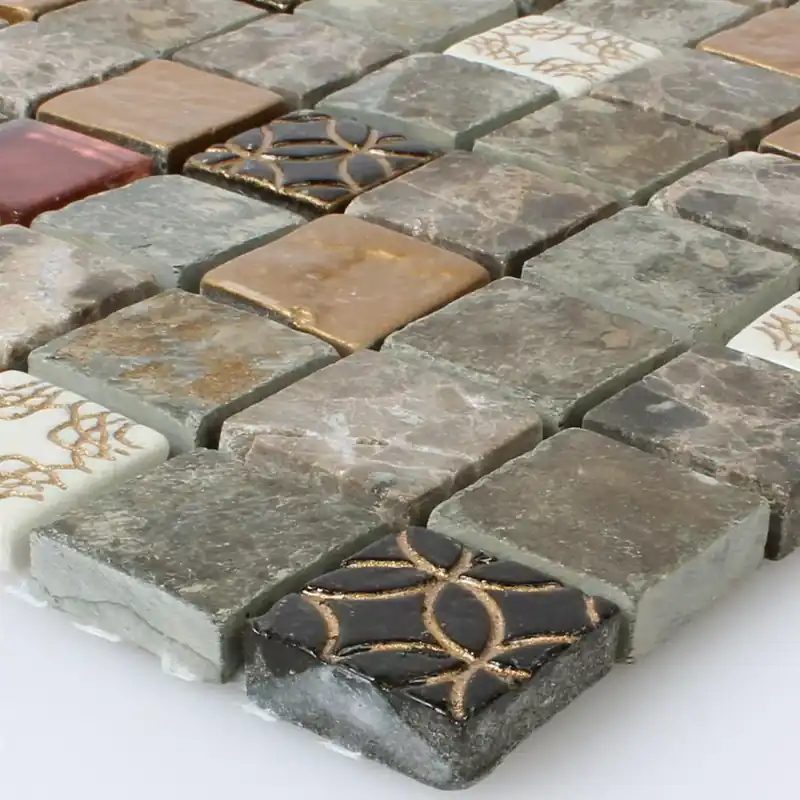 Minta Mozaik Csempe Üveg Természetes Kő Mix 23x23x8mm Expressz kézbesítés