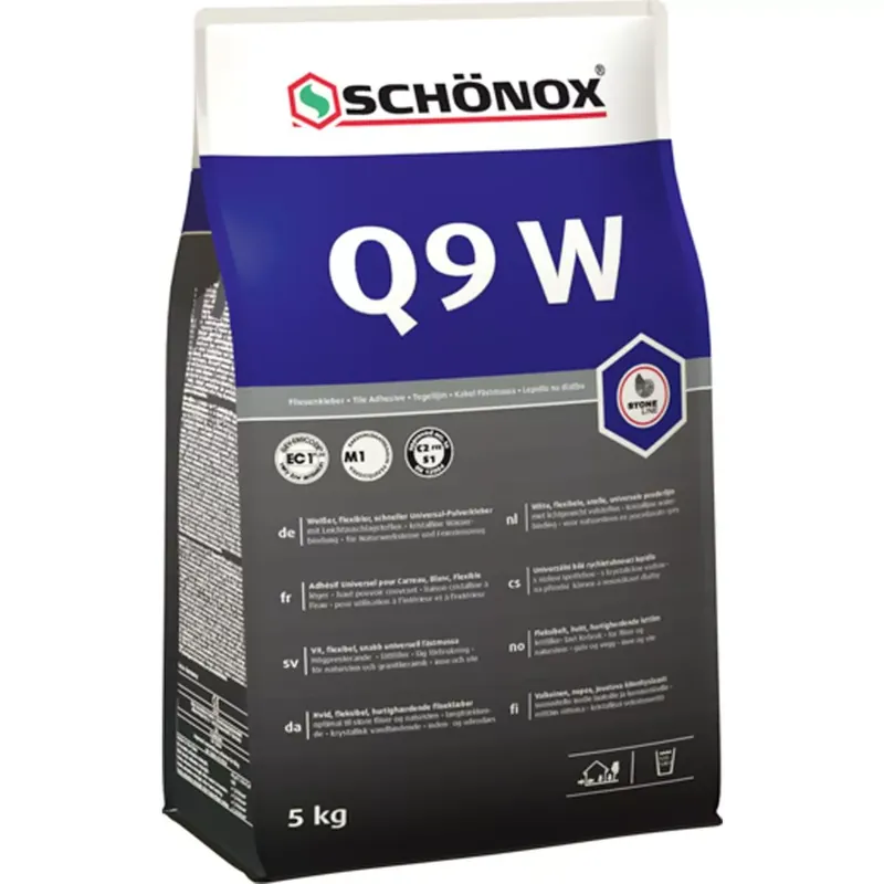 Csemperagasztó Schönox Q9 W fehér, rugalmas univerzális por alakú ragasztó 5 kg Gyors szállítás
