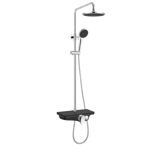 Sanotechnik - Zuhanyrendszer csapteleppel, esőztető fejzuhannyal, fekete/króm Nézd meg most