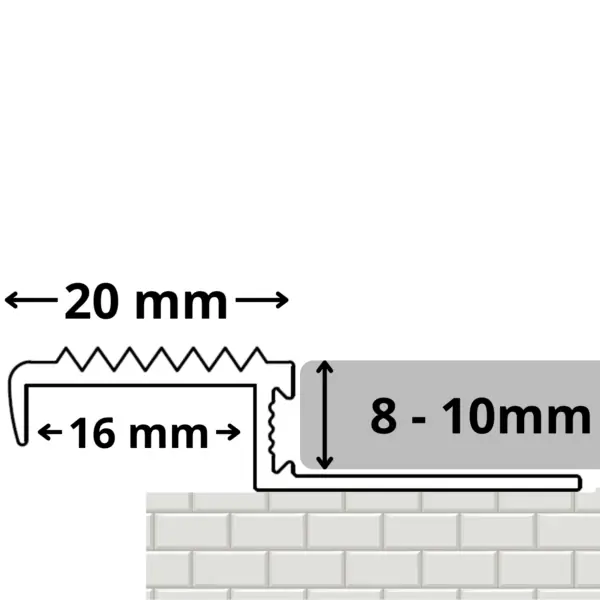 Rodelux Alu lépcső élvédő - 250cm - 8mm Eloxált ezüst Gyors kiszállítás