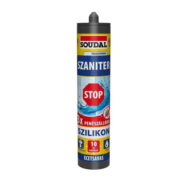 szilikon 280 ml szaniter STOP színtelen Soudal Akció