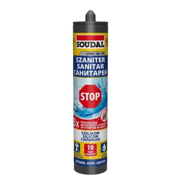 Újdonság szilikon 280 ml szaniter STOP szürke Soudal