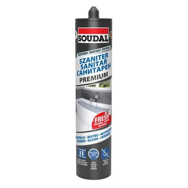 Szilikon 280 ml szaniter neutrális színtelen Premium Soudal Kedvezményes ár
