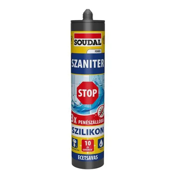 Különleges ajánlat szilikon 280 ml szaniter STOP fehér Soudal