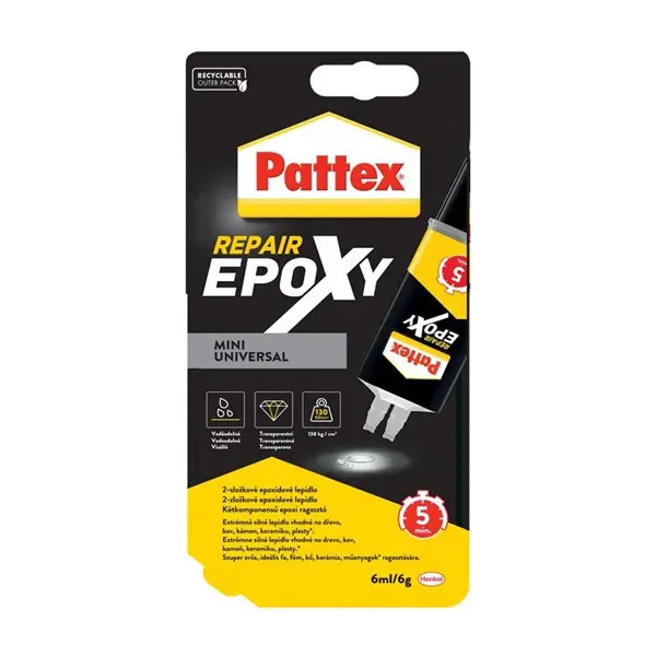 Univerzális kétkomponensű epoxi ragasztó Pattex Repair 2 x 3 ml Outlet
