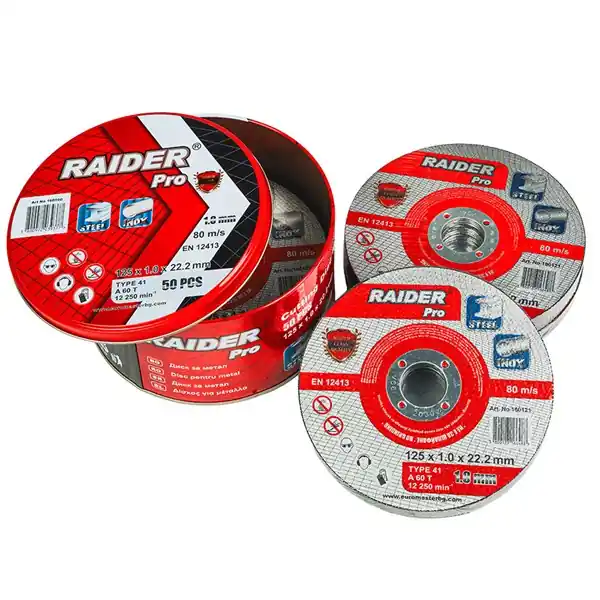 Vágókorong fém/inox 125x1,0 (50db) fémdobozos Raider Akciós ár