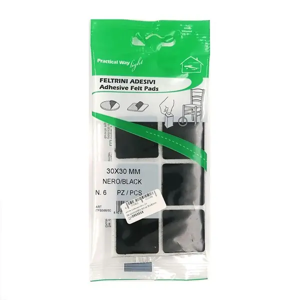 Csúsztatófilc öntapadó 30x30mm fekete (6db) Utolsó esély