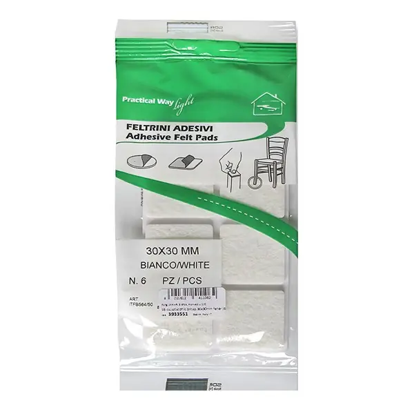 Csúsztatófilc öntapadó 30x30mm fehér (6db) Szezonális akció