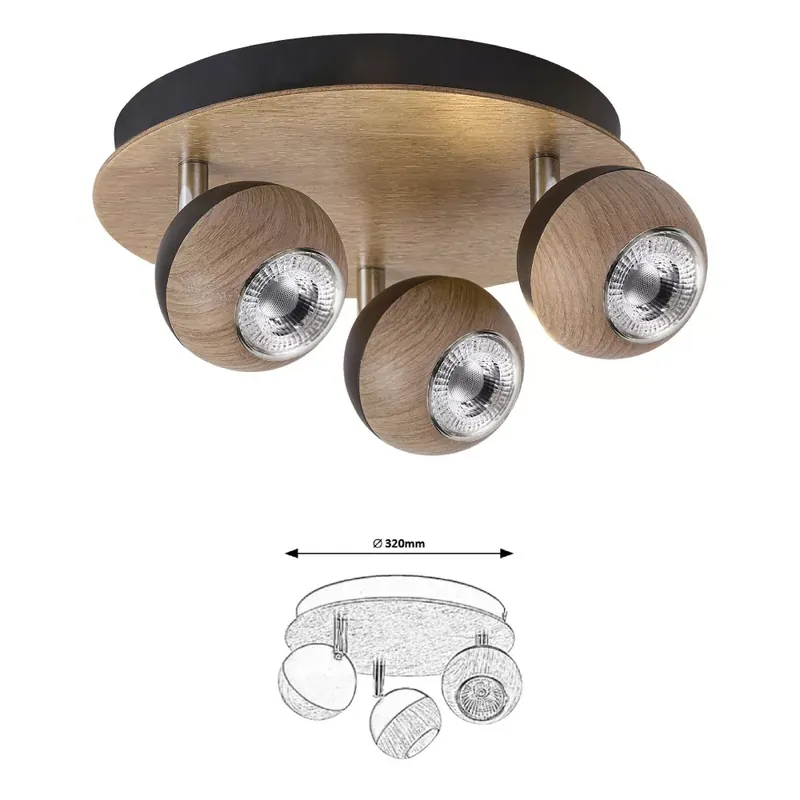 Azonnal elérhető ARTHUR spot 3×GU10 35W tölgy/fk.
