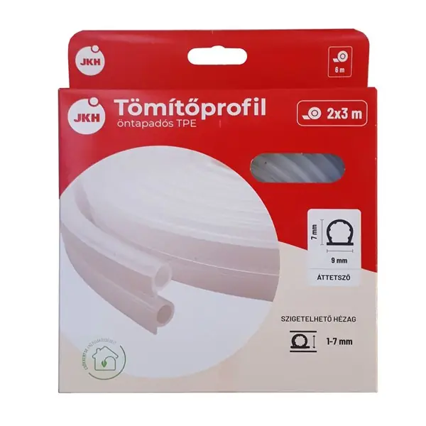 Szezonális akció Tömítőprofil öntapadós TPE "D" 6 m áttetsző (1-7 mm)