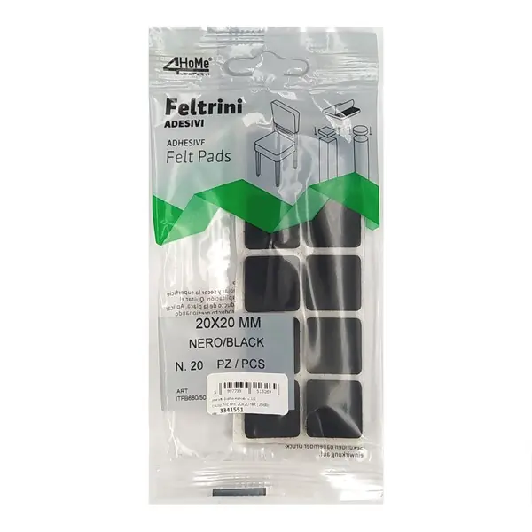 Csúsztatófilc öntapadó 20x20 mm fekete (20 db) Kedvezményes ár