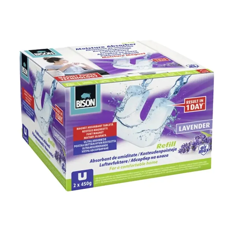 Biztonságos fizetés BISON Páramentesítő Utántöltő Mágnes Tabletta, Levendula 2x450g