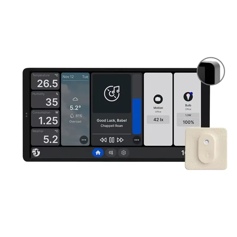 Shelly Wall Display X2 Wi-Fi+Bluetooth villanykapcsoló + érintőképernyős vezérlőpanel (ezüst / króm kerettel) + BLU H&T szenzor Outlet