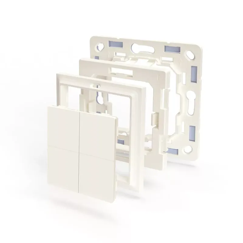 Szezonális akció Shelly BLU Wall Switch 4 vezeték nélküli kapcsoló + Legrand/Shelly keret adapter