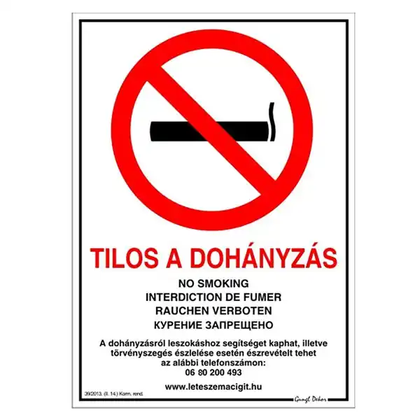 Matrica öntapadós A4 "Tilos a dohányzás" Csak ma