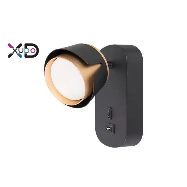 Szuper ajánlat MasterLED Bud GX53-es foglalatú + LED-es fekete-arany fali lámpa USB csatlakozóval