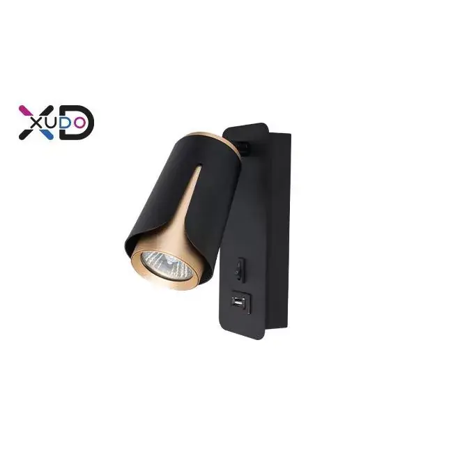 Árengedmény MasterLED Bud G10-es foglalatú + LED-es fekete-arany fali lámpa USB csatlakozóval