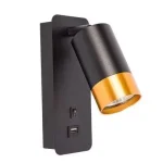 MasterLED Klemens arany/fekete fali lámpa GU10-es foglalattal USB aljzattal Azonnal elérhető