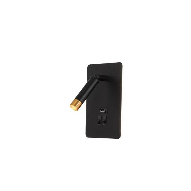 Olcsóbb MasterLED Piero G9-es foglalatú + LED-es fekete-arany fali lámpa USB csatlakozóval