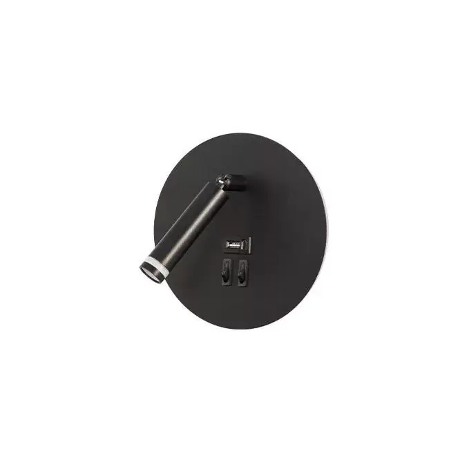 Bestseller MasterLED Piero G9-es foglalatú + LED-es fekete fali lámpa USB csatlakozóval