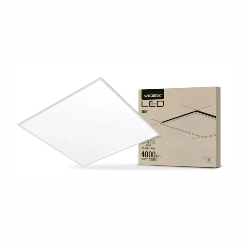 Szezonális akció Videx 595 x 595-ös 40 W-os natúr fehér LED panel 4000lm 4000K