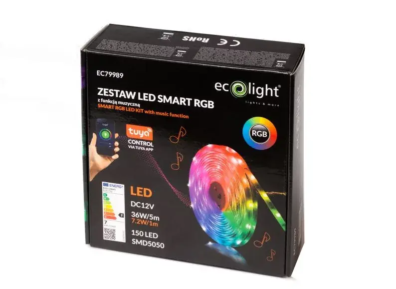 Vedd meg online EcoLight Smart beltéri RGB 30 Led/méteres led szalag szett/5 méter