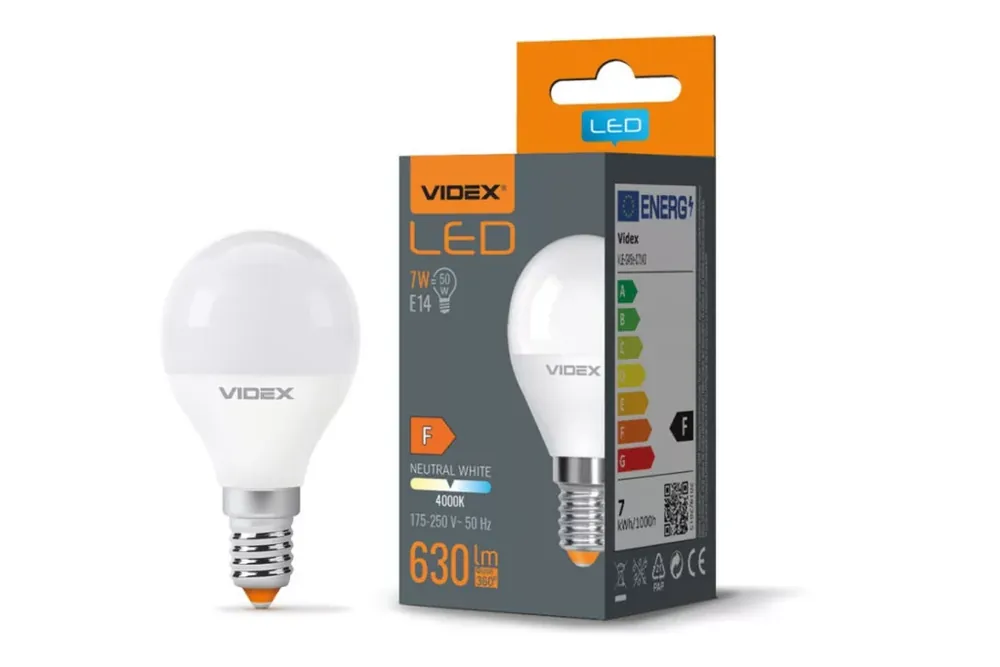 Olcsóbb Videx G45 LED izzó 7 W-os natúr fehér E14-es foglalattal