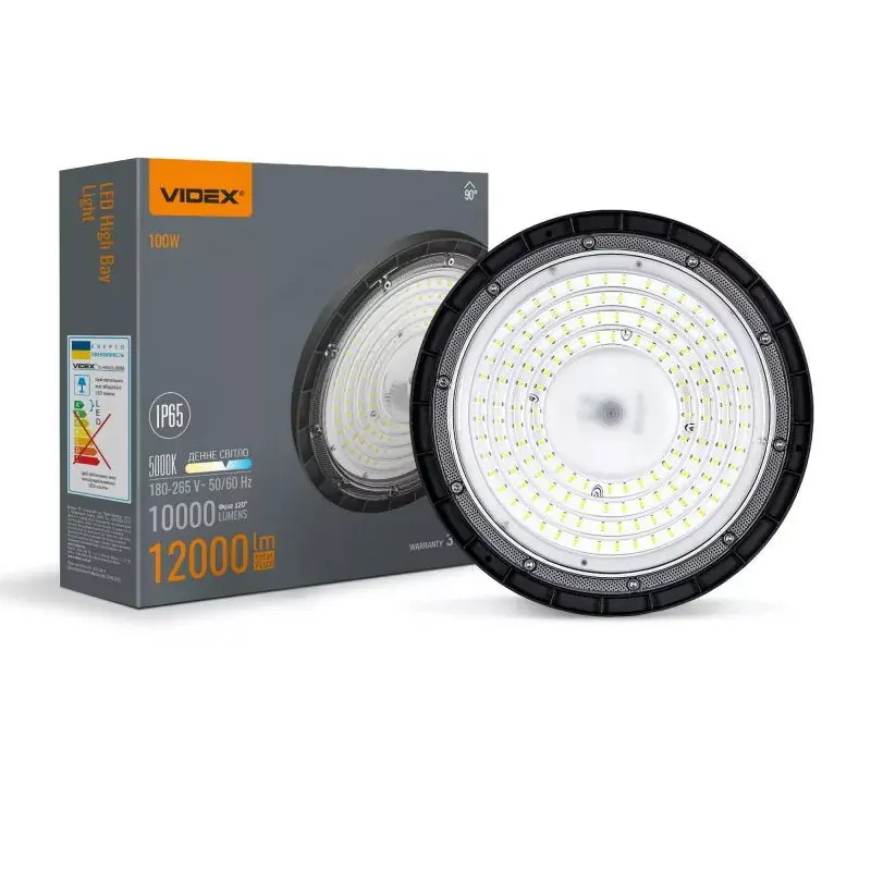 Gyors szállítás Videx High Bay lámpa 100W 5000K 12000Lm 220V fekete színű
