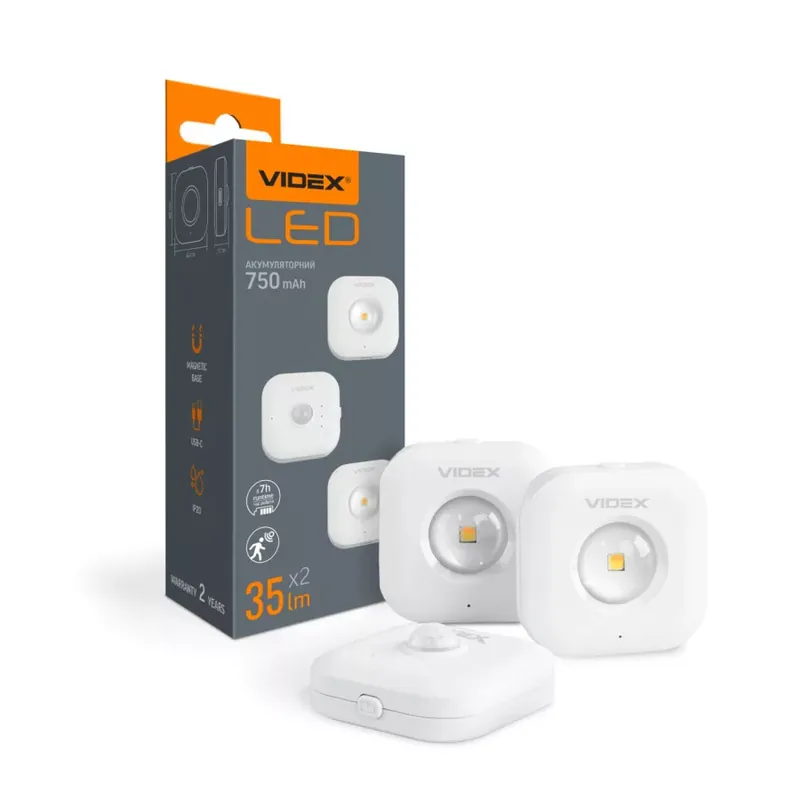Kiárusítás Videx 2 db LED-es lámpa mágneses hátlappal és mozgásérzékelővel 3000-6500K