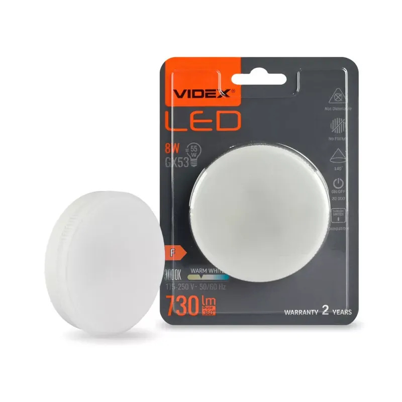 Videx GX53-as foglalatú 8W meleg fehér izzó Kedvezményes ár