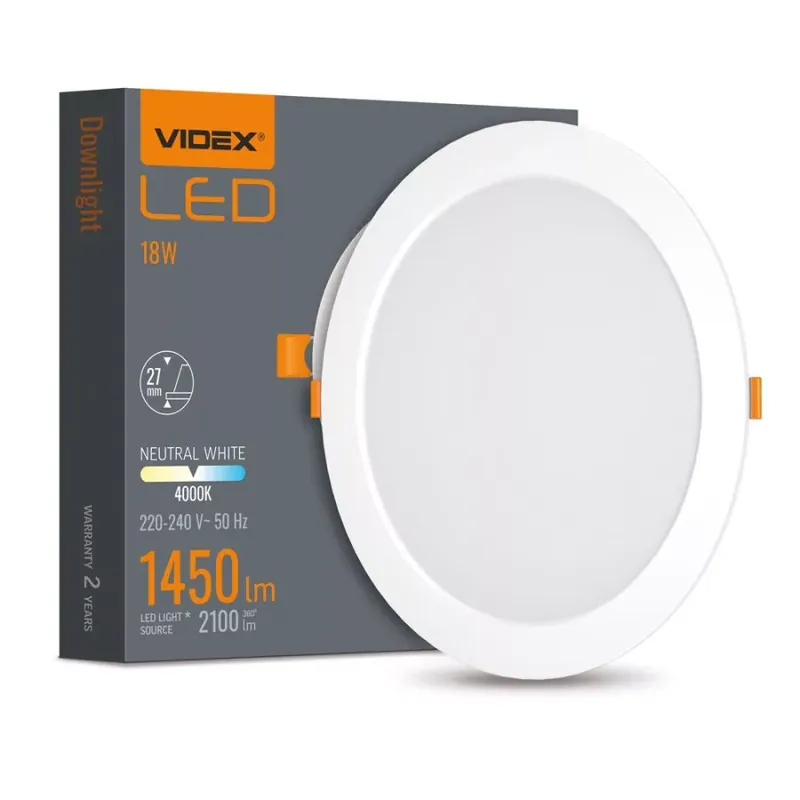 Végkiárusítás Videx 18 W-os süllyesztett natúr fehér kör alakú LED-es mennyezetlámpa