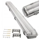 Berge 120 cm-es armatúra 2x18 W-os víztiszta fedéllel natúr fehér LED fénycsövekkel Különleges ajánlat