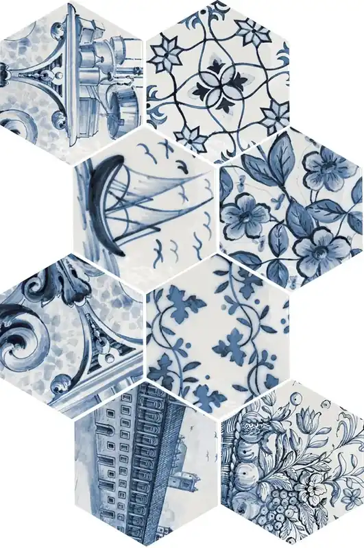 Rendeld meg most Hexatile Patchwork Lisboa 17,5x20 hatszögletű fényes falicsempe