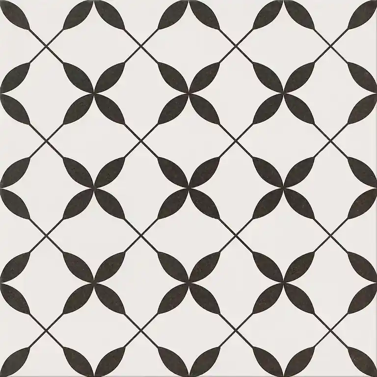Patchwork Clover Black Pattern 29,8x29,8 cementlap mintás járólap Prémium