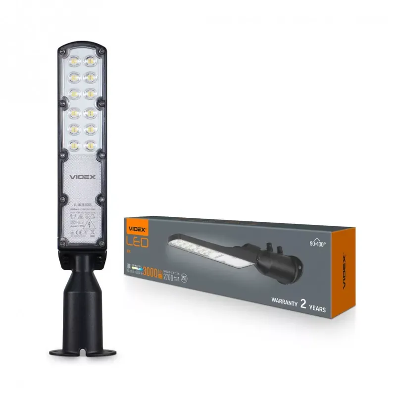 Azonnali szállítás Videx LED forgatható 30 W-os fekete színű LED utcai lámpa 5000K IP65