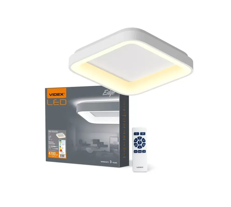 Videx Led Edge 72 W-os ø450mm fehér négyzet alakú LED távirányítós mennyezeti lámpa Szuper akció