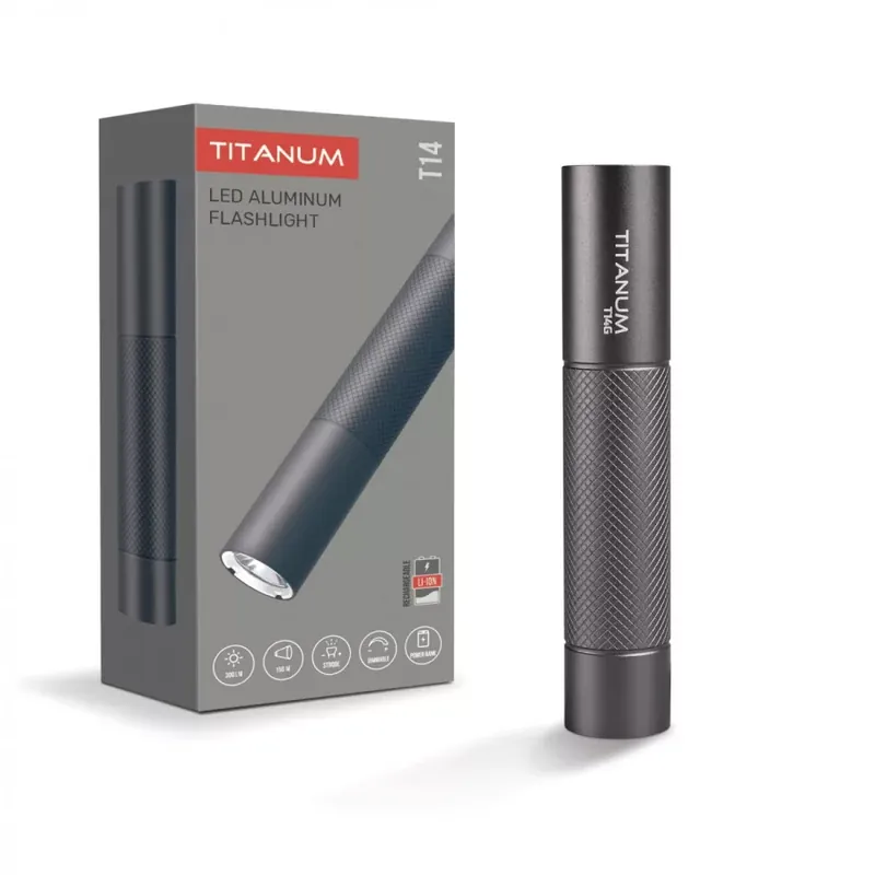 Videx TITANUM hordozható szürke színű LED zseblámpa 5000K 300lm TLF-T14G Exkluzív ajánlat