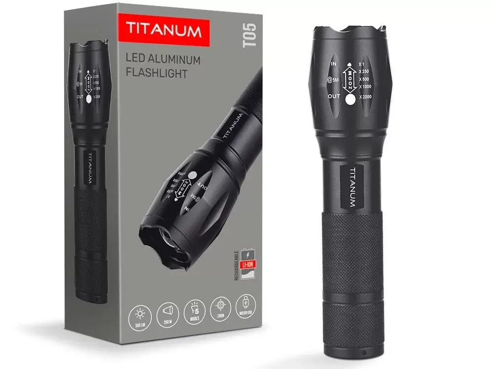 Videx TITANUM hordozható LED zseblámpa 6500K 300lm TLF-T05 Újdonság