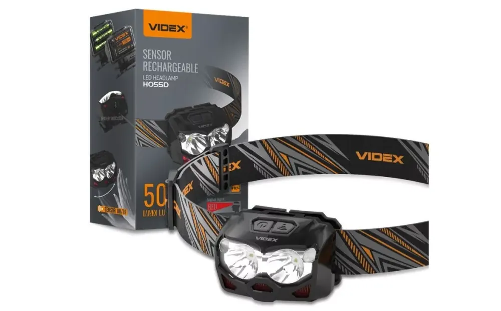 Videx LED Fejlámpa újratölthető akkumulátorral H055D Azonnali szállítás