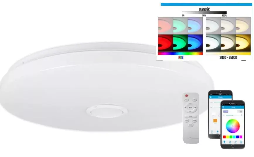 MasterLED Erik 72 W-os 490 mm fehér RGBW LED távirányítós mennyezeti lámpa Kedvezmény