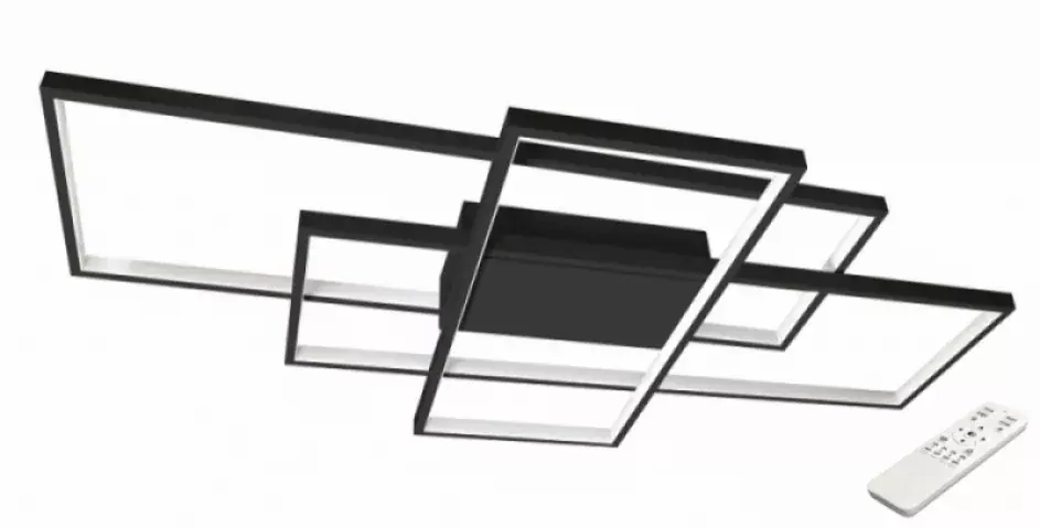 Szuper akció MasterLED Galaxis Hidra 126 W-os 90x50 cm fekete LED távirányítós mennyezeti lámpa