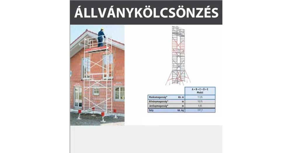 Árcsökkenés ZARGES KÖLCSÖNZÉS ÁLLVÁNY ABCDE ELEM,KAUCIÓ 300.000,-FT