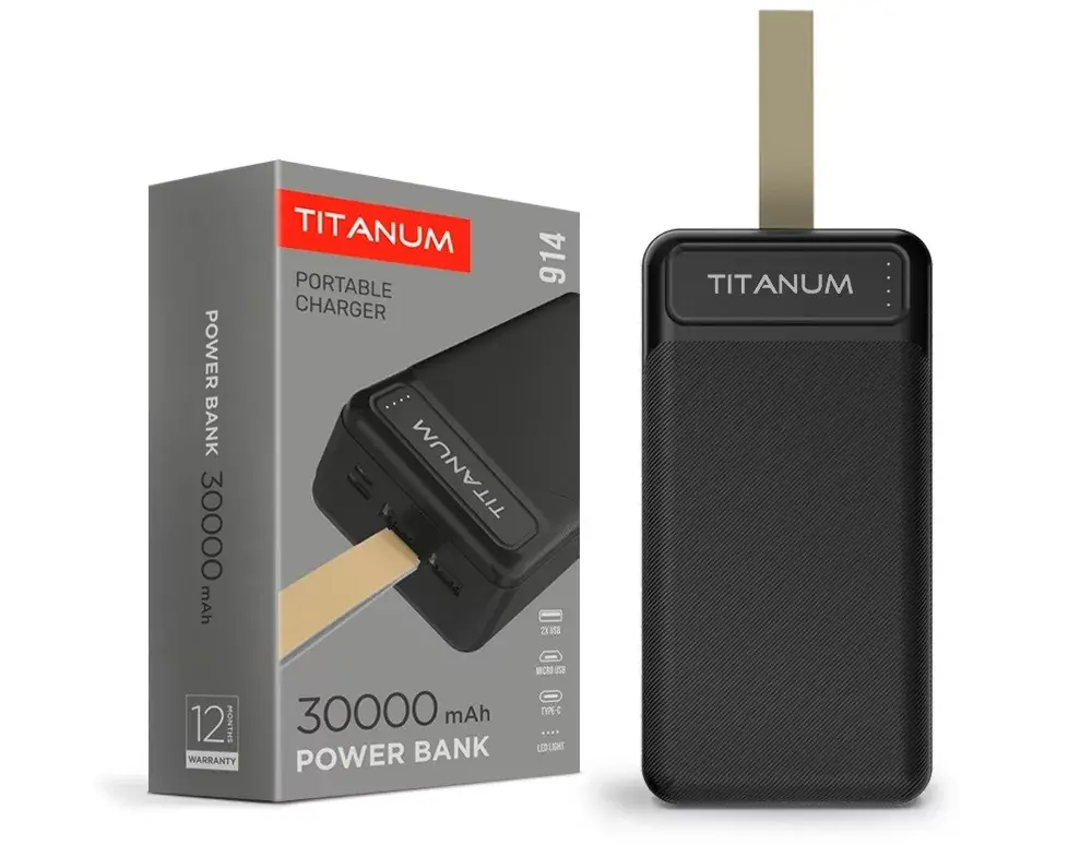 Videx TITANUM power bank fekete színű 30000mAh TPB-914 Kedvezményes ár