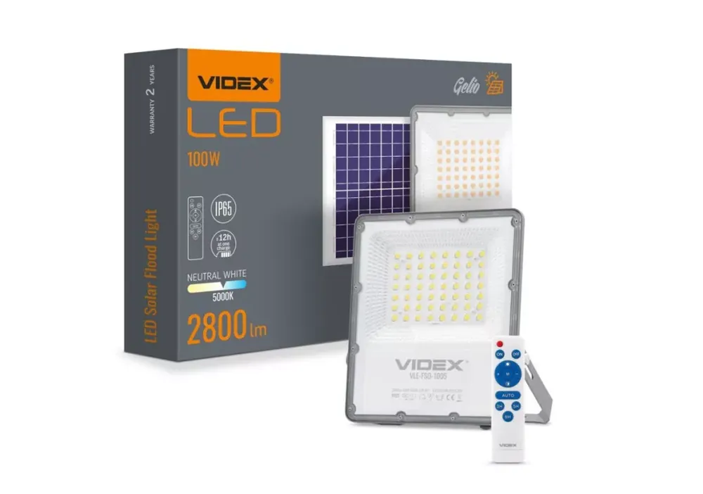 Videx Gelio 100 W-os natúr fehér napelemes reflektor Árengedmény