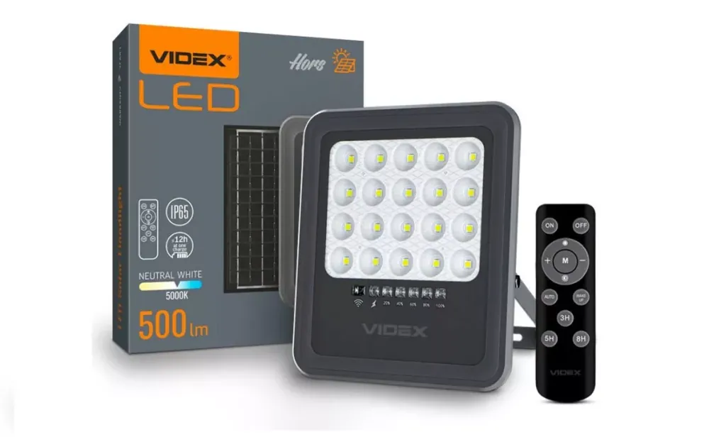 Szuper ajánlat Videx Hors 16 W-os natúr fehér napelemes reflektor beépített alkonykapcsolóval