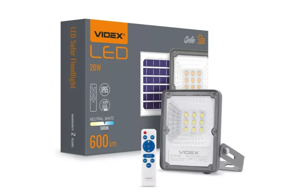 Videx Gelio 20 W-os natúr fehér napelemes reflektor Azonnal elérhető